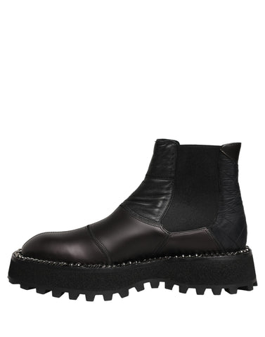 Black Chelsea Boots Leather Slip On Men Shoes