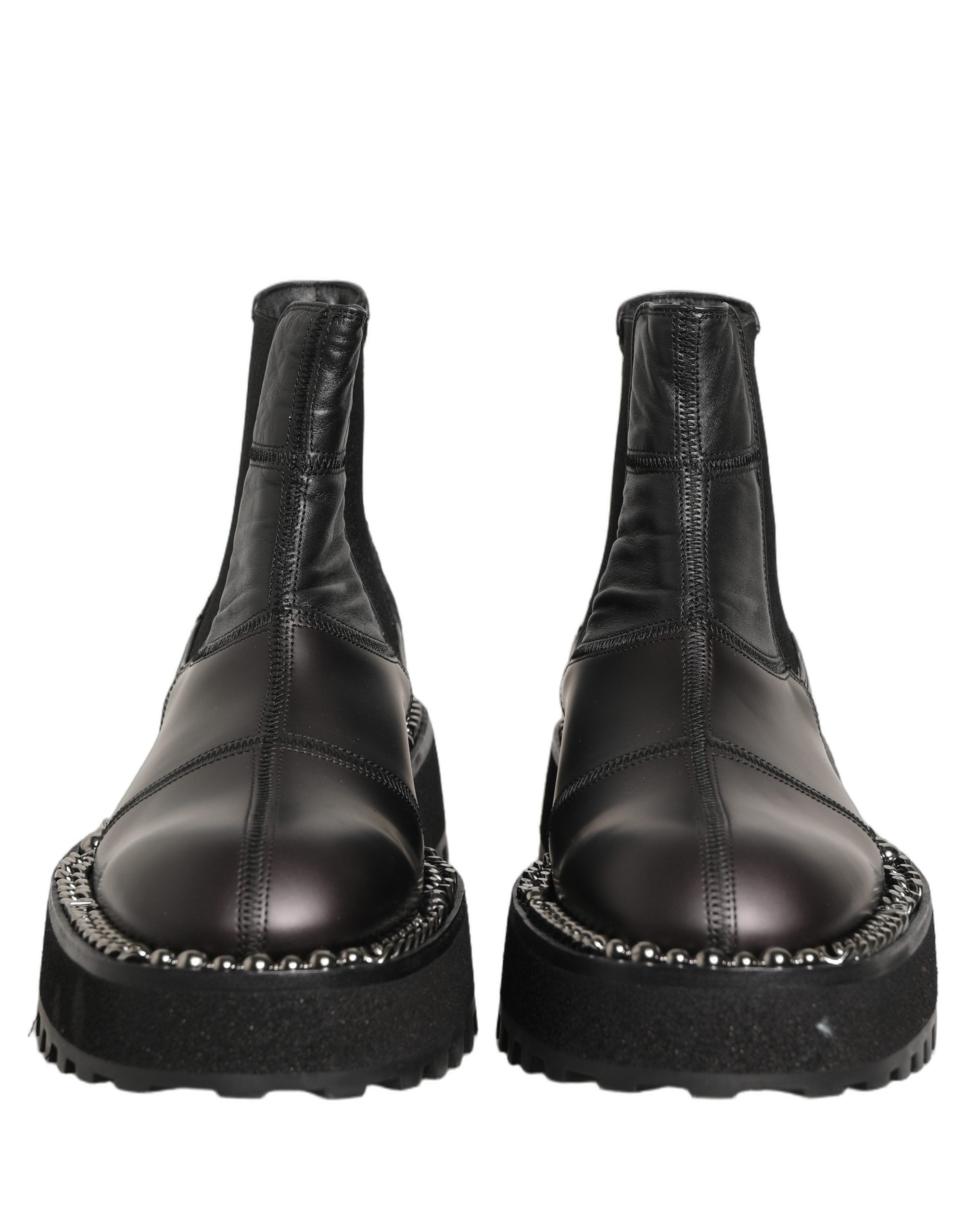 Black Chelsea Boots Leather Slip On Men Shoes