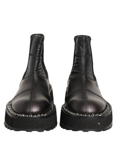 Black Chelsea Boots Leather Slip On Men Shoes