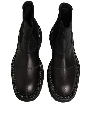 Black Chelsea Boots Leather Slip On Men Shoes