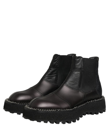 Black Chelsea Boots Leather Slip On Men Shoes