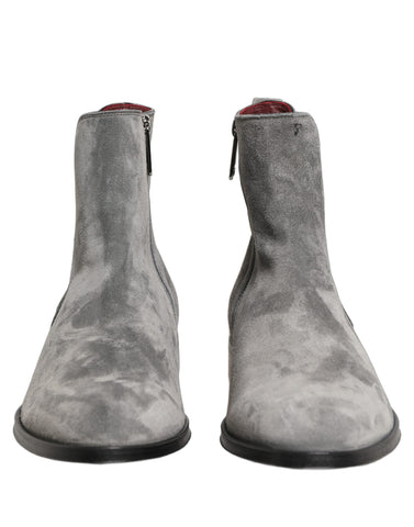 Gray Suede Leather Chelsea Boots Shoes