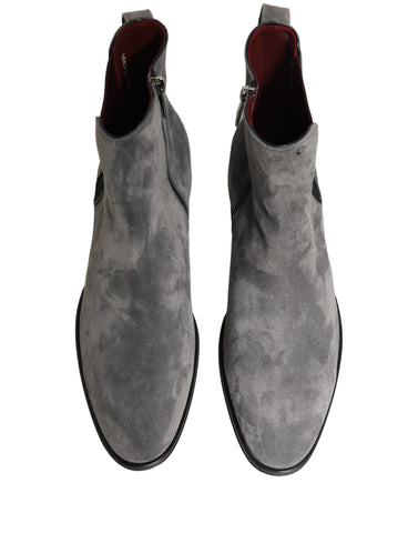 Gray Suede Leather Chelsea Boots Shoes