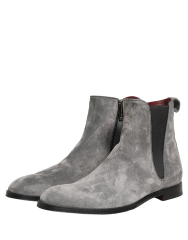 Gray Suede Leather Chelsea Boots Shoes