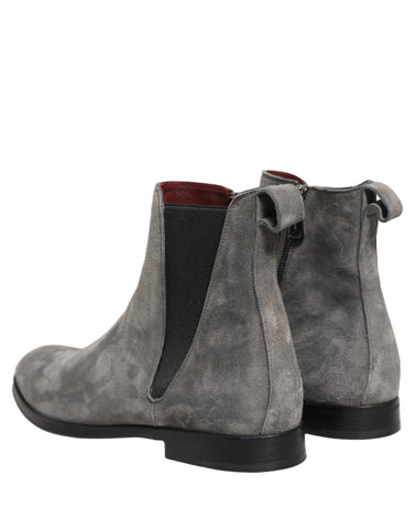 Gray Suede Leather Chelsea Boots Shoes