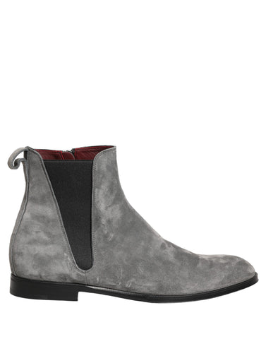Gray Suede Leather Chelsea Boots Shoes