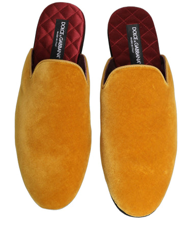 Yellow Suede Slides Flat Slipper Men Shoes