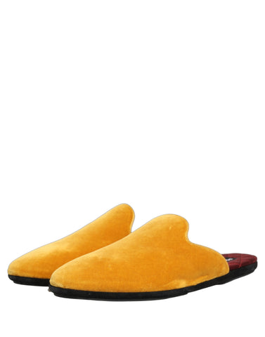 Yellow Suede Slides Flat Slipper Men Shoes