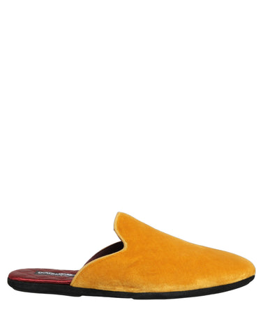 Yellow Suede Slides Flat Slipper Men Shoes