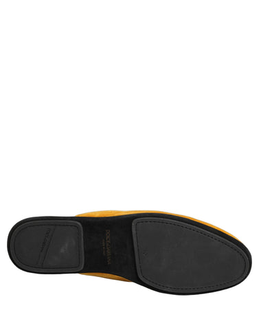 Yellow Suede Slides Flat Slipper Men Shoes
