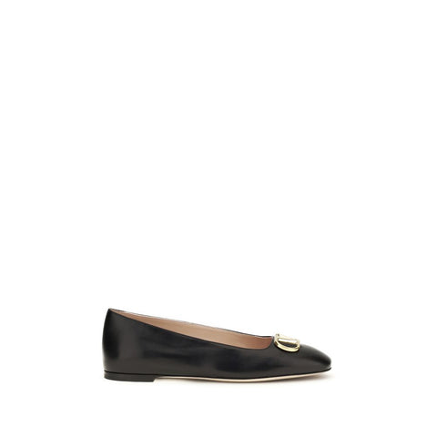 Black Calf Leather Bos Taurus Ballet Flats