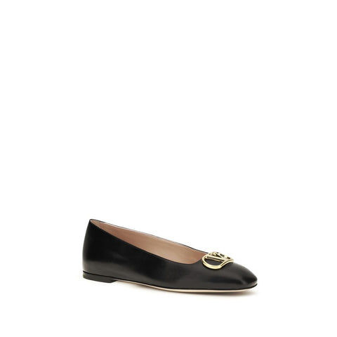 Black Calf Leather Bos Taurus Ballet Flats