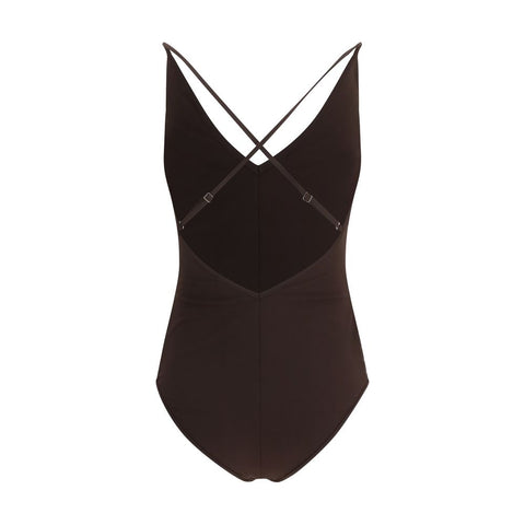 Brown Nylon One-Piece Swimsuit