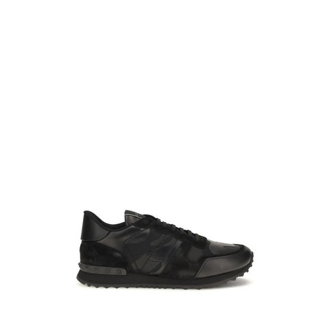 Black Polyester Athletic Sneakers