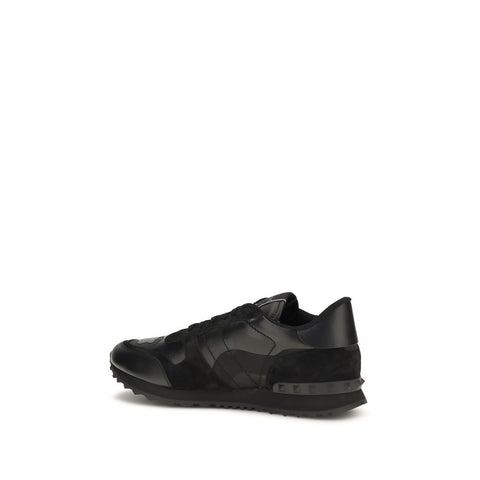 Black Polyester Athletic Sneakers