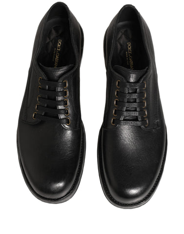 Black Leather Lace Up Derby Dress Men Shoes