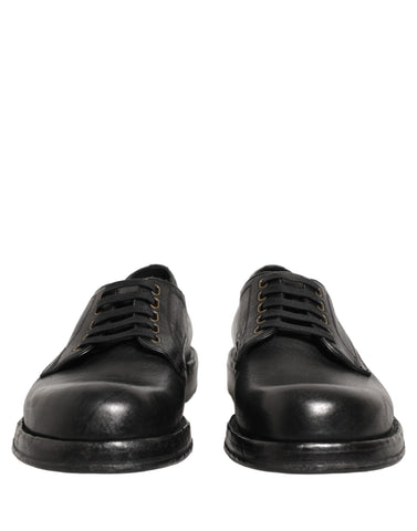 Black Leather Lace Up Derby Dress Men Shoes