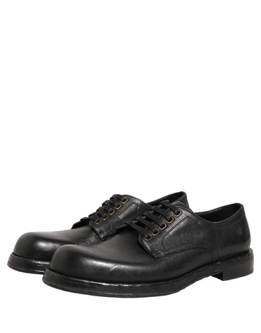 Black Leather Lace Up Derby Dress Men Shoes