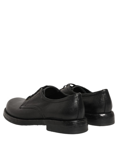 Black Leather Lace Up Derby Dress Men Shoes