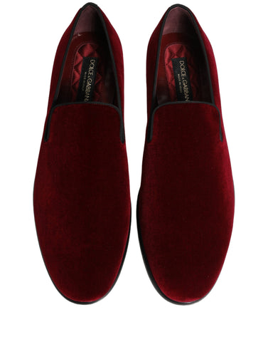 Maroon Velvet Slip On Men Dress Loafers Shoes