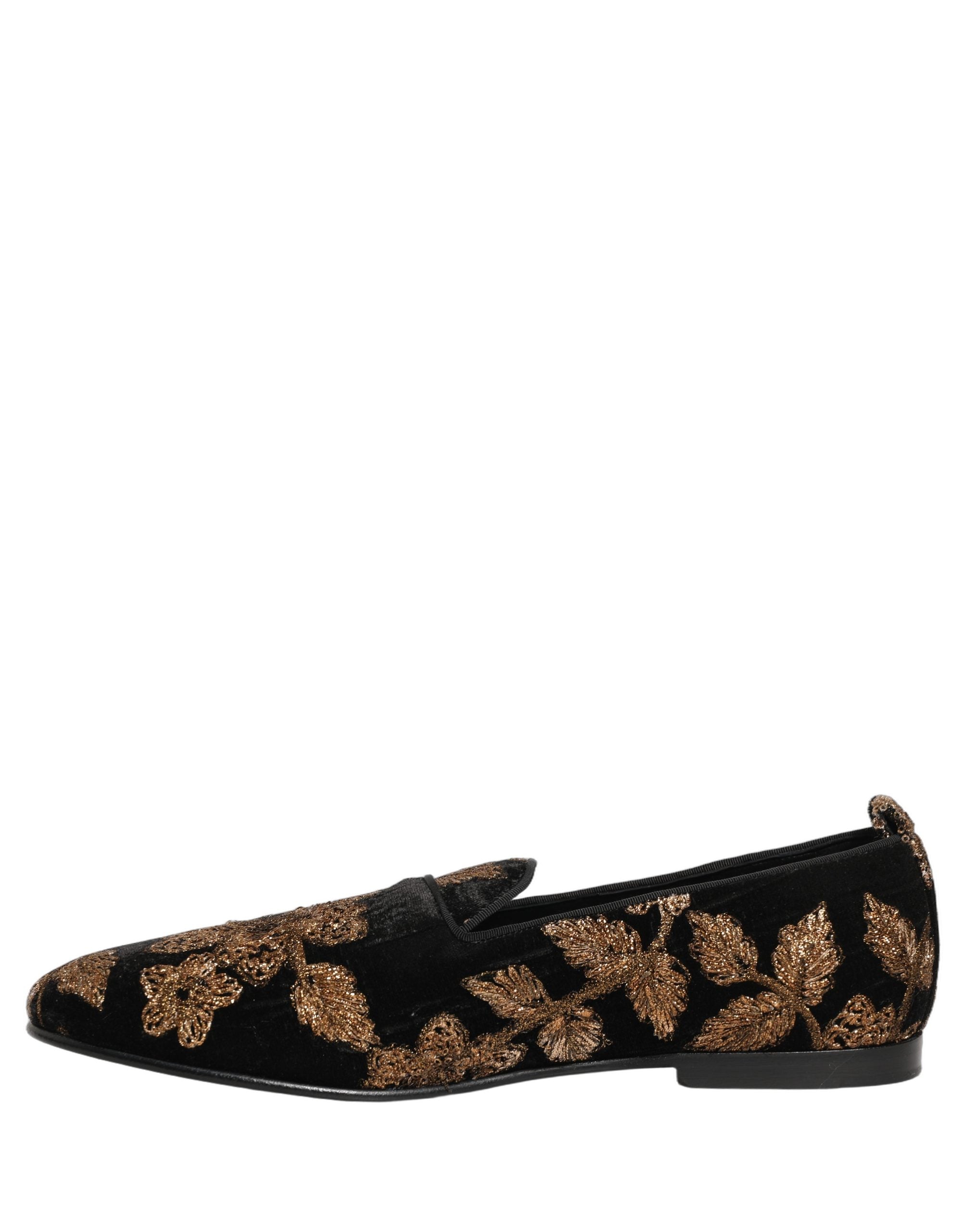 Black Floral Jacquard Dress Loafers Shoes