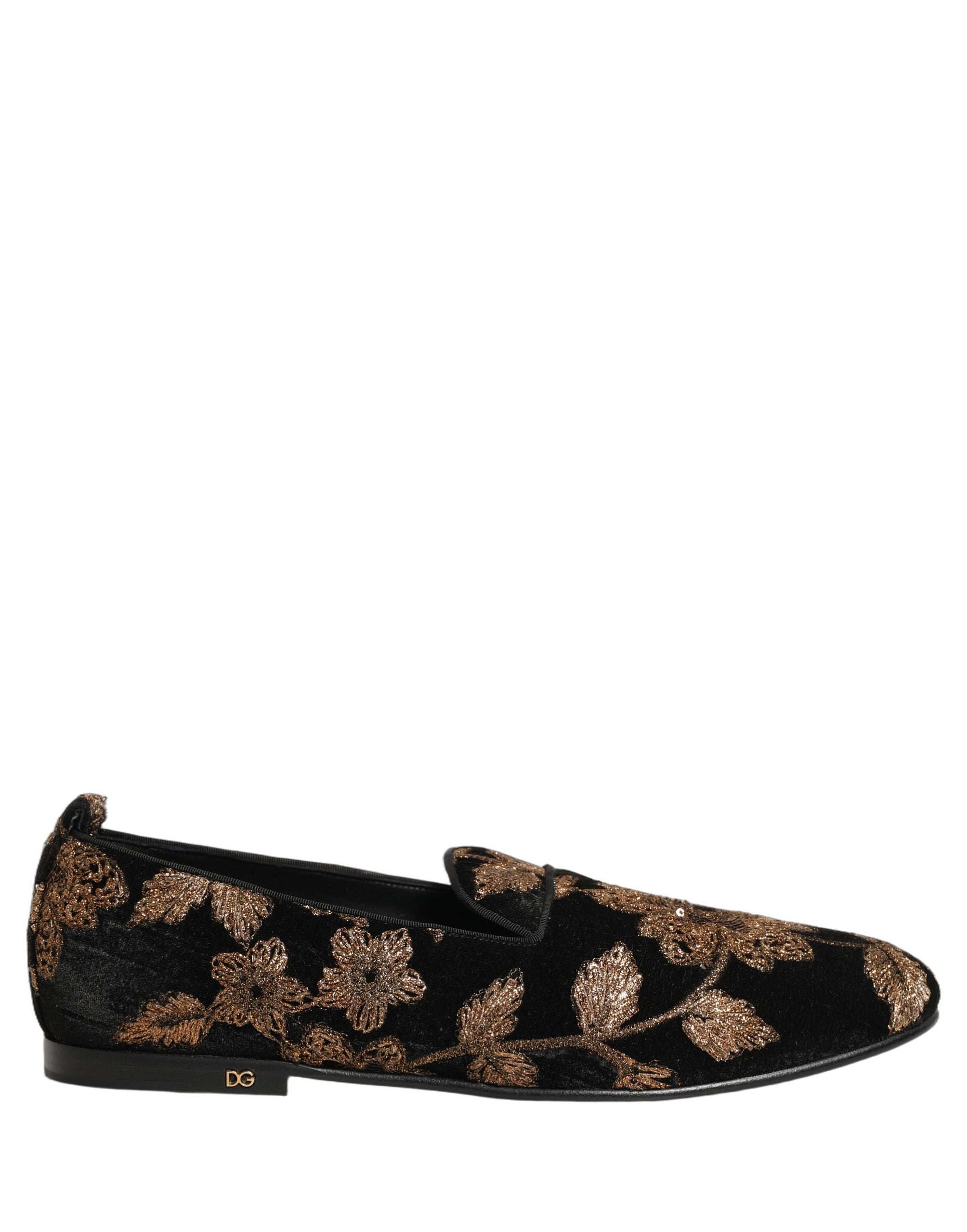 Black Floral Jacquard Dress Loafers Shoes