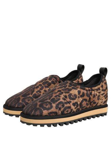 Brown Leopard Print Quilted Men Sneakers Shoes