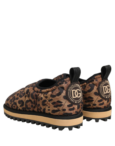 Brown Leopard Print Quilted Men Sneakers Shoes