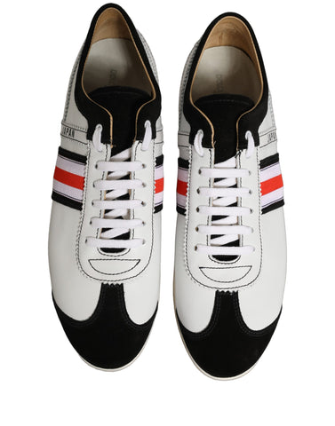 Black White Leather Suede Low Top Sneakers Shoes