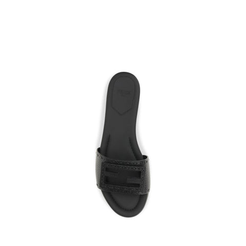 Black Calf Leather Bos Taurus Flat Sandals