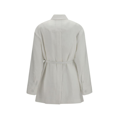 White Linen Full-Length Jacket