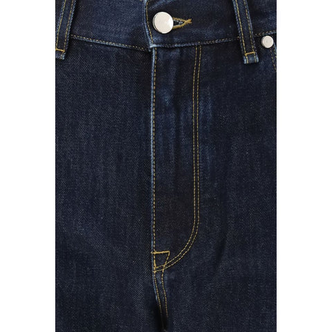 Blue Cotton Straight-Leg Jeans