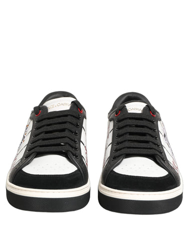 White Black DG Logo King Patch Low-Top Sneaker Shoes