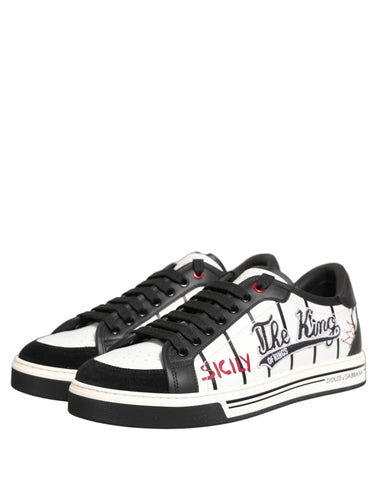 White Black DG Logo King Patch Low-Top Sneaker Shoes