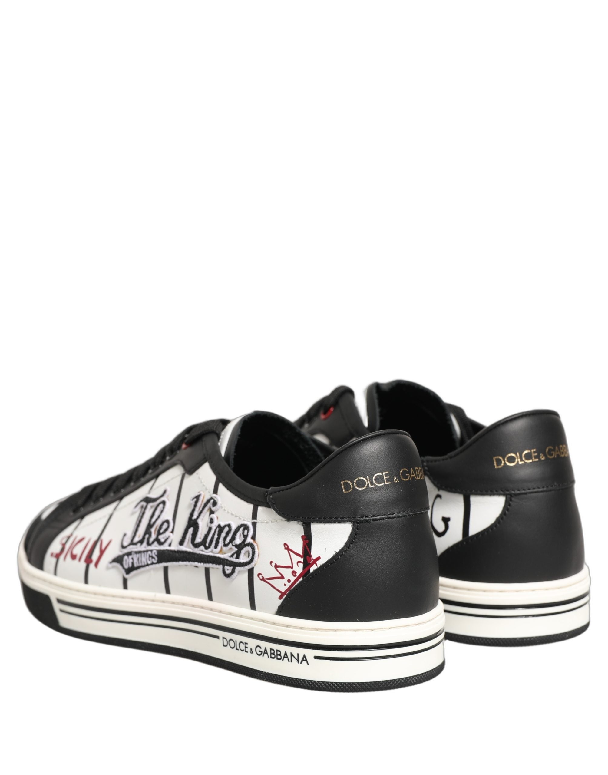 White Black DG Logo King Patch Low-Top Sneaker Shoes