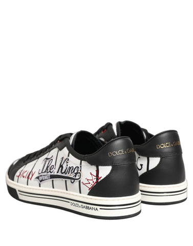 White Black DG Logo King Patch Low-Top Sneaker Shoes