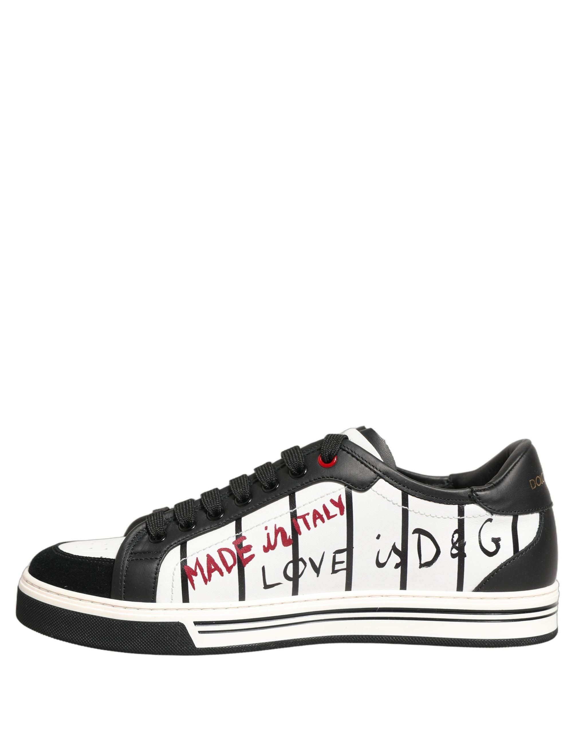 White Black DG Logo King Patch Low-Top Sneaker Shoes