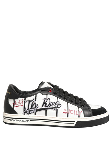 White Black DG Logo King Patch Low-Top Sneaker Shoes