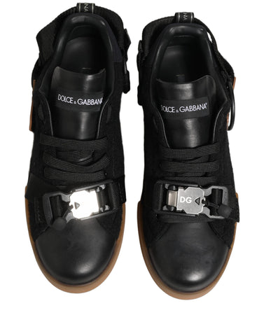 Black Leather Low Trainers Men Sneakers Shoes