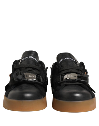 Black Leather Low Trainers Men Sneakers Shoes