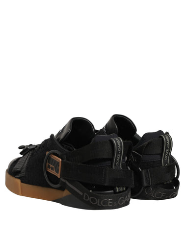 Black Leather Low Trainers Men Sneakers Shoes