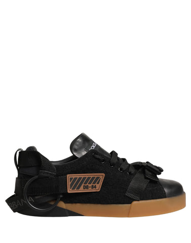 Black Leather Low Trainers Men Sneakers Shoes