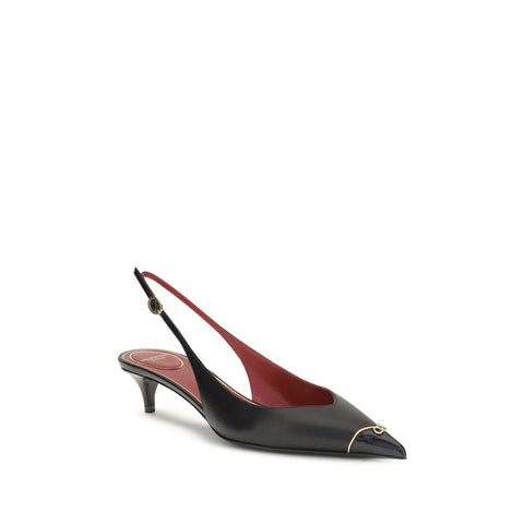 Black Calf Leather Bos Taurus Mid Heel Pumps