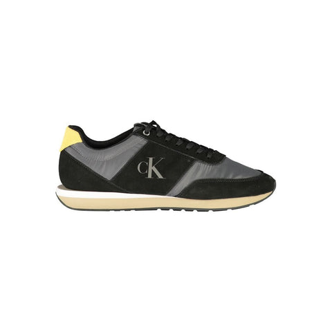 Black Polyester Men's Sneaker