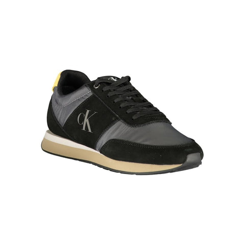 Black Polyester Men's Sneaker