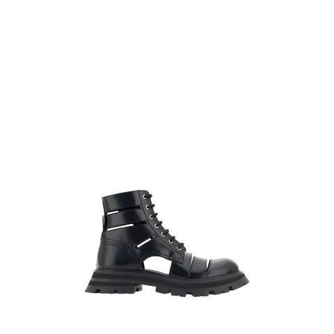 Black Calf Leather Bos Taurus Lace-Up Boots