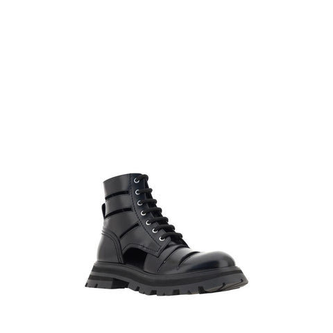 Black Calf Leather Bos Taurus Lace-Up Boots