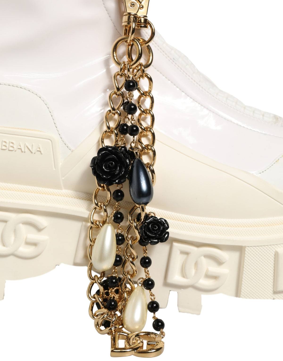 White Leather Rubber Logo Ankle Boots Shoes