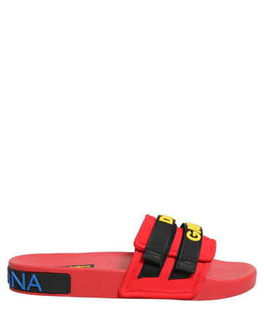 Red Neoprene Slides Flats Beachwear Shoes