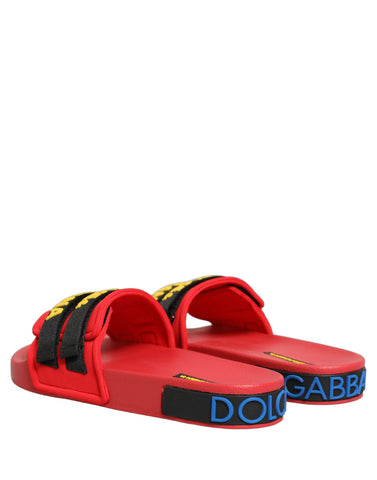 Red Neoprene Slides Flats Beachwear Shoes